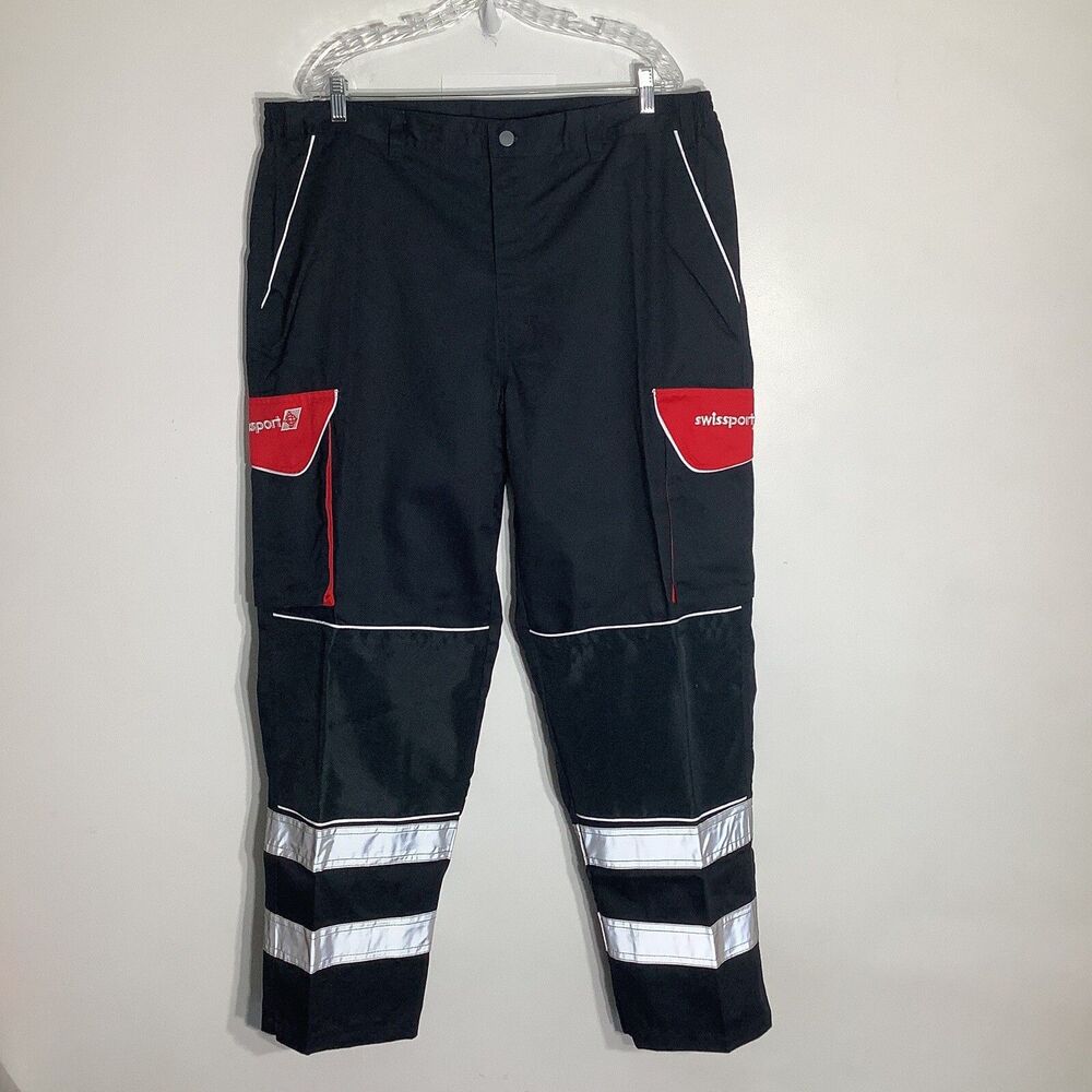Swissport Mens Reflective Cargo Trousers Navy Size 42 (Actual 40‎ x 31.5) NWT